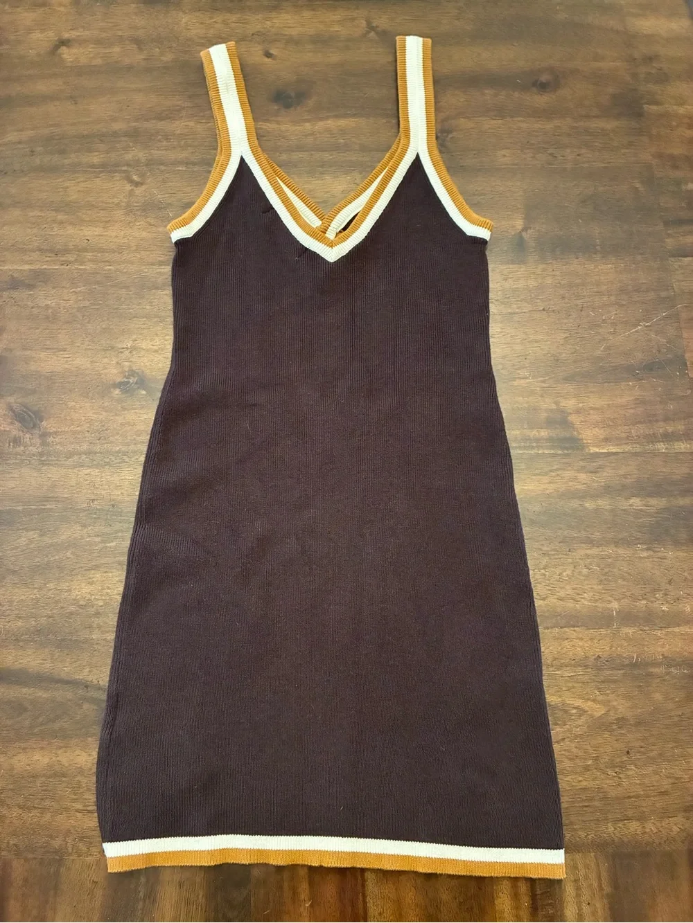 Free People Beach Blair Sweater Mini Dress XS Espresso Combo Brown